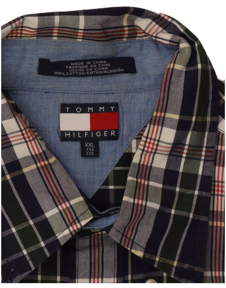 TOMMY HILFIGER Camisa para hombre 2XL Azul marino Cuadros Algodón
