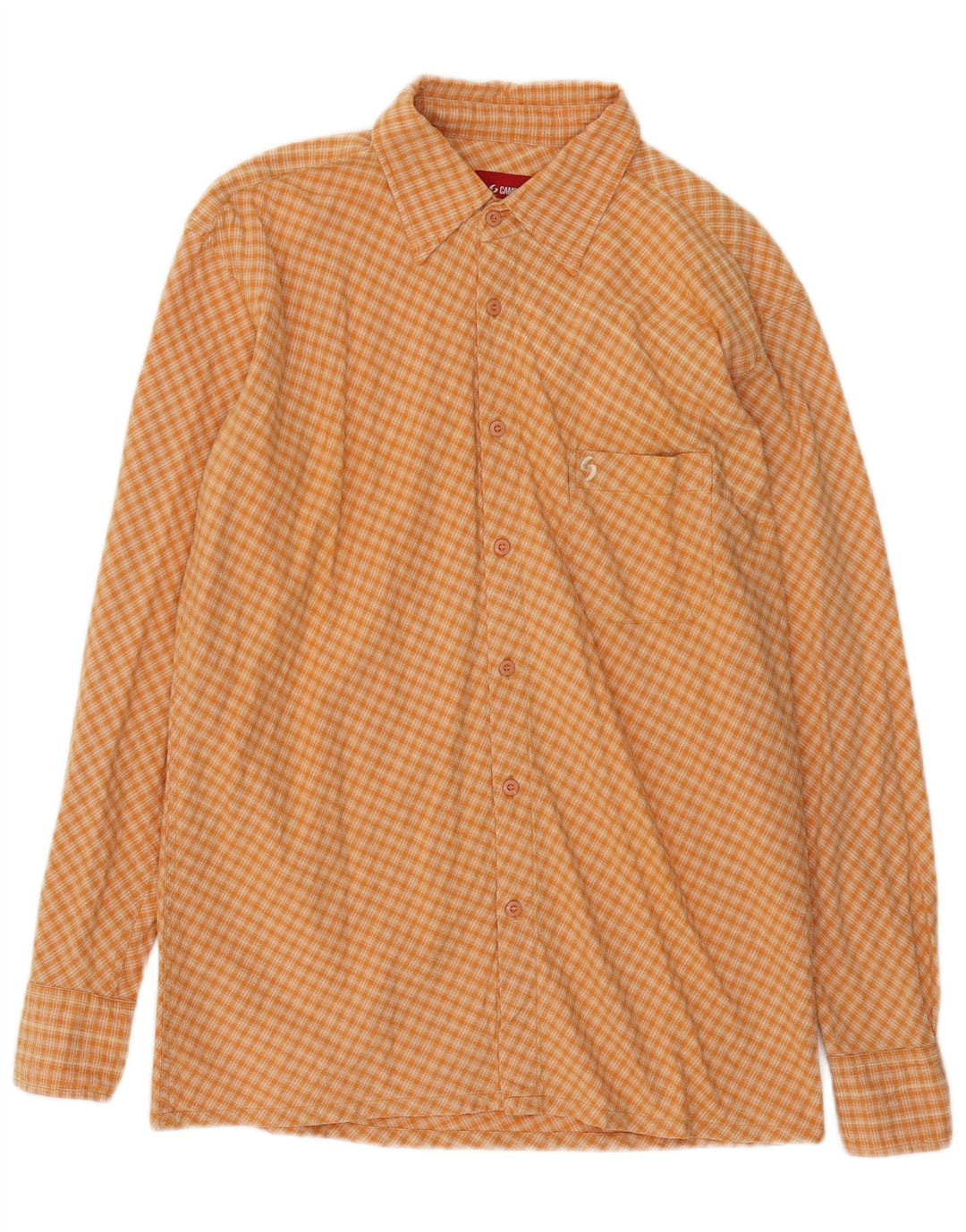 CAMP DAVID Camisa para hombre Algodón a cuadros naranja mediano
