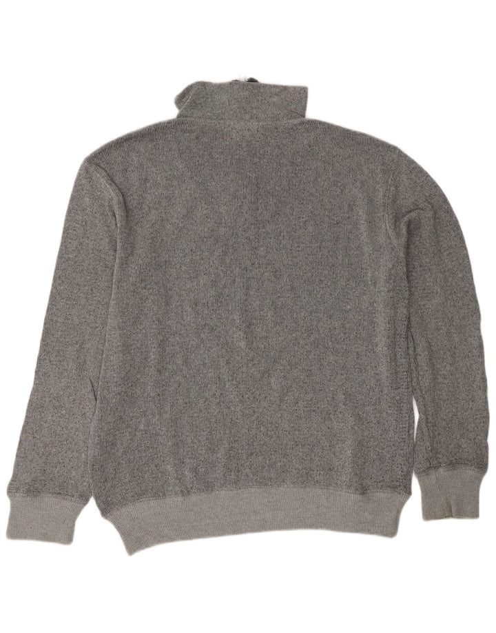 Guess Hombre Gráfico Zip Neck Jumper Suéter Grande Gris Algodón