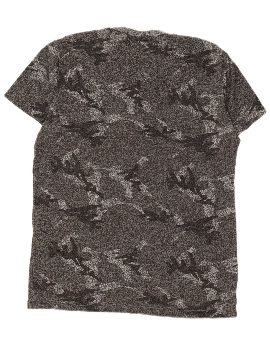 SUPERDRY Hombre Camiseta Gráfica Top Small Gris Camuflaje Algodón