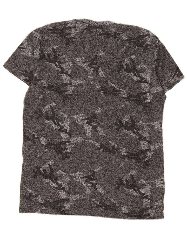 SUPERDRY Hombre Camiseta Gráfica Top Small Gris Camuflaje Algodón