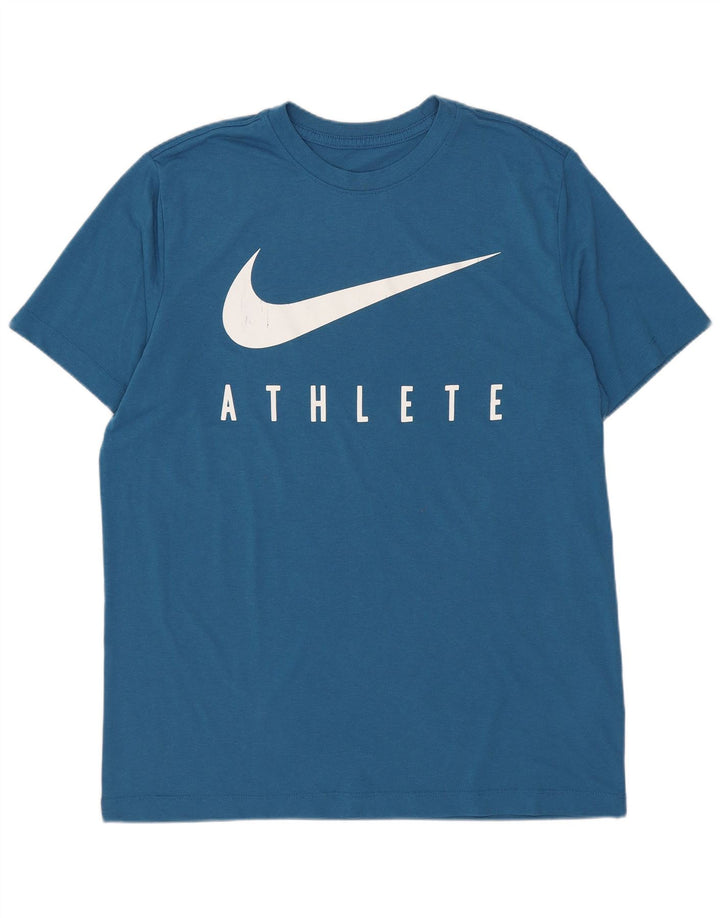 Camiseta Nike Dri Fit Graphic para hombre, parte superior de poliéster azul medio