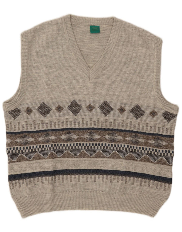 C&A Mens Canda Vest Tank Top Grande Gris Geométrico Acrílico