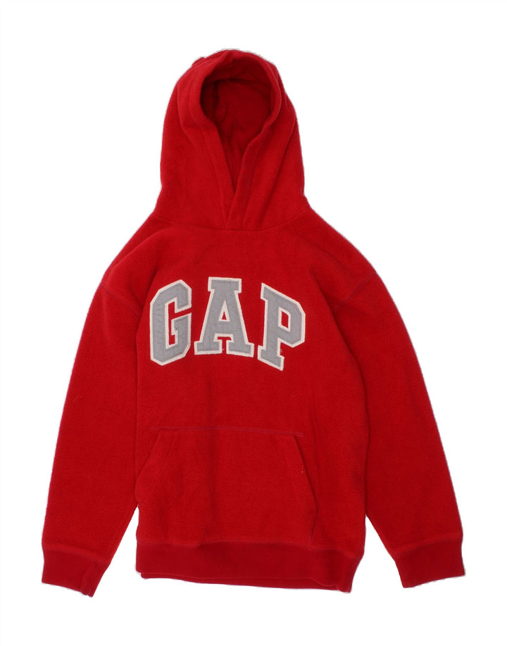 GAP Boys Graphic Hooded Fleece Jumper 10-11 Years Red Polyester Vintage Gap and Second-Hand Gap from Messina Hembry 