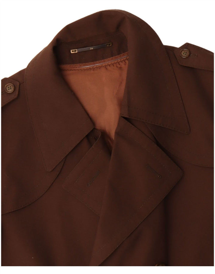 Vintage Mens Double Breasted Trench Coat UK 38 Medium Brown