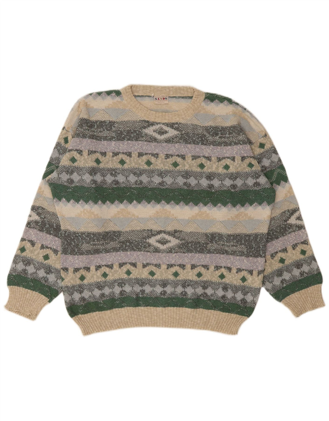 Vintage hombres cuello redondo jersey suéter IT 48/50 medio multicolor
