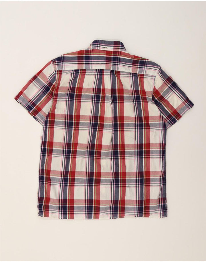 BEN SHERMAN Camisa de manga corta para hombre de algodón a cuadros multicolores grandes