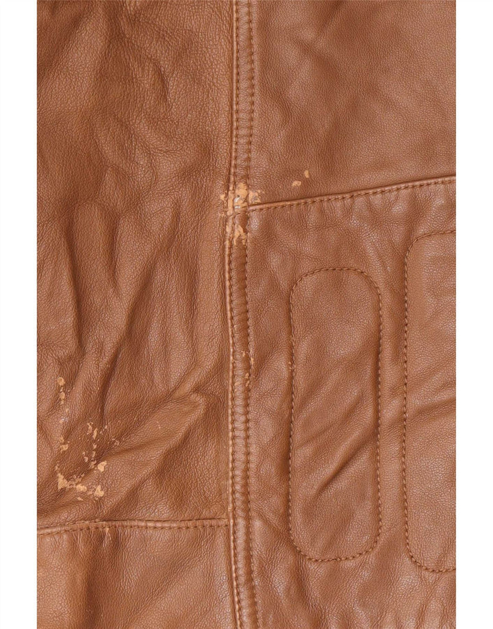 Hugo Boss Chaqueta motera de cuero para hombre UK 36 Small Brown