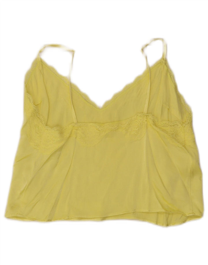 Vintage mujeres Cami Top Reino Unido 10 Pequeño Amarillo
