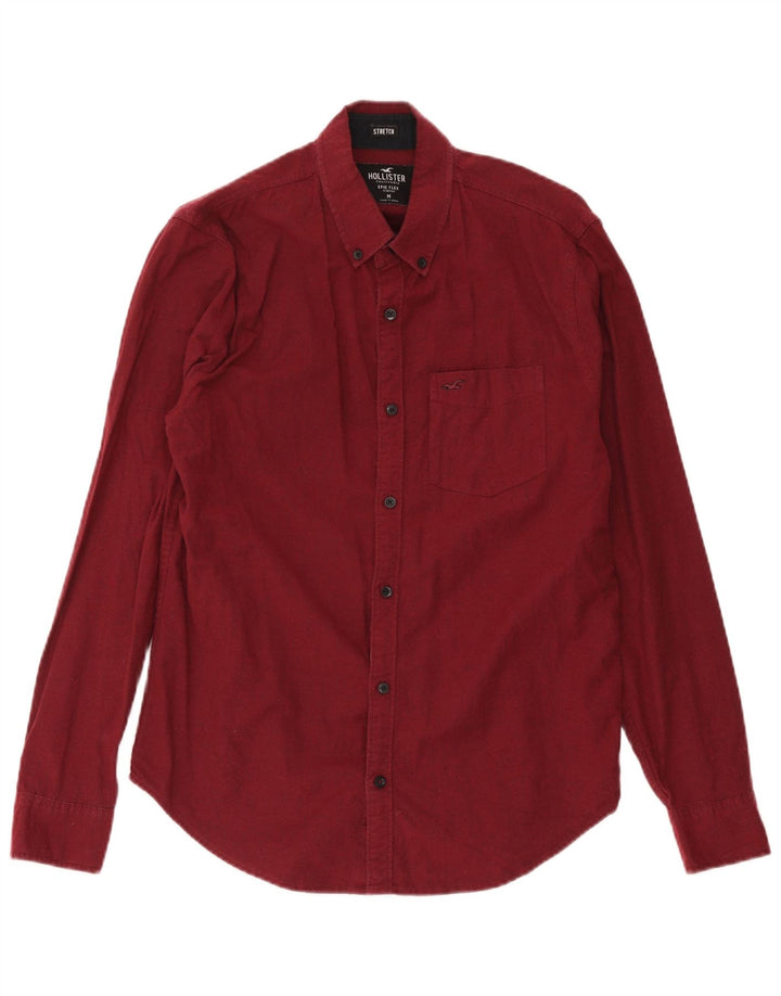 Camisa Hollister Hombre Algodón Burdeos Medio