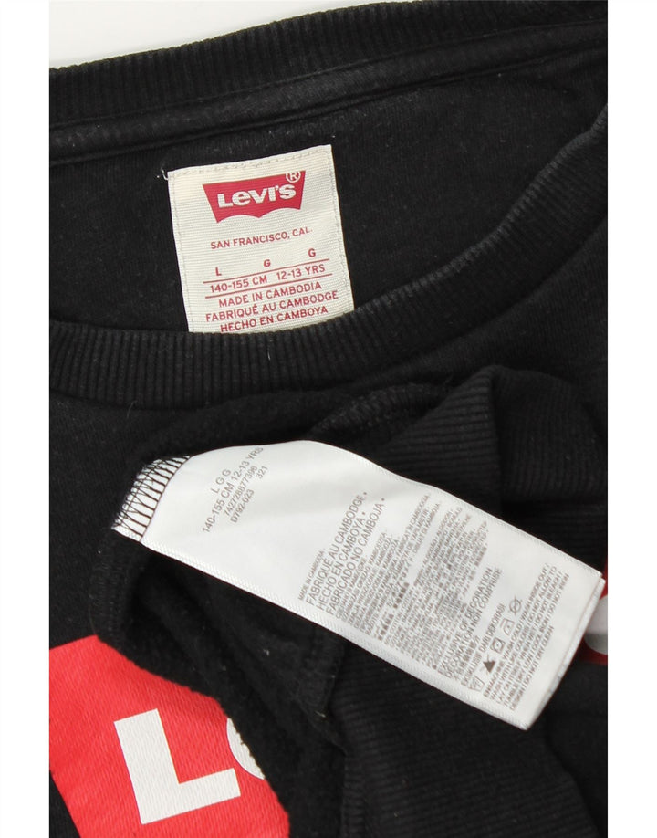 Levi's Sudadera con gráfico extragrande para niñas 12-13 años Grande Negro