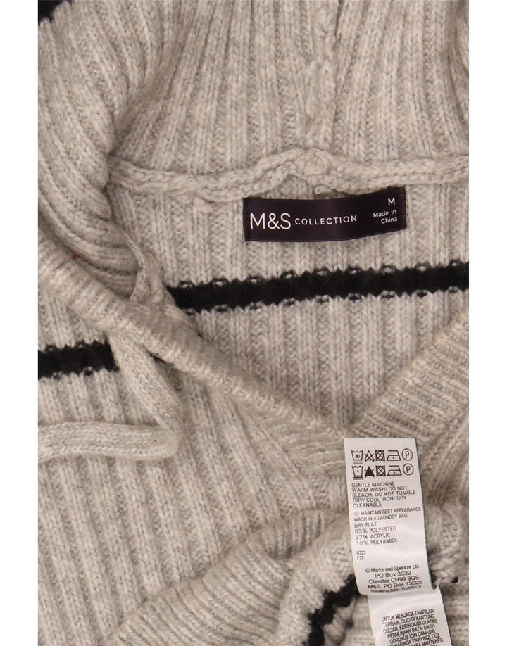 Marks & Spencer - Jersey con capucha para mujer, talla 40, color gris medio a rayas
