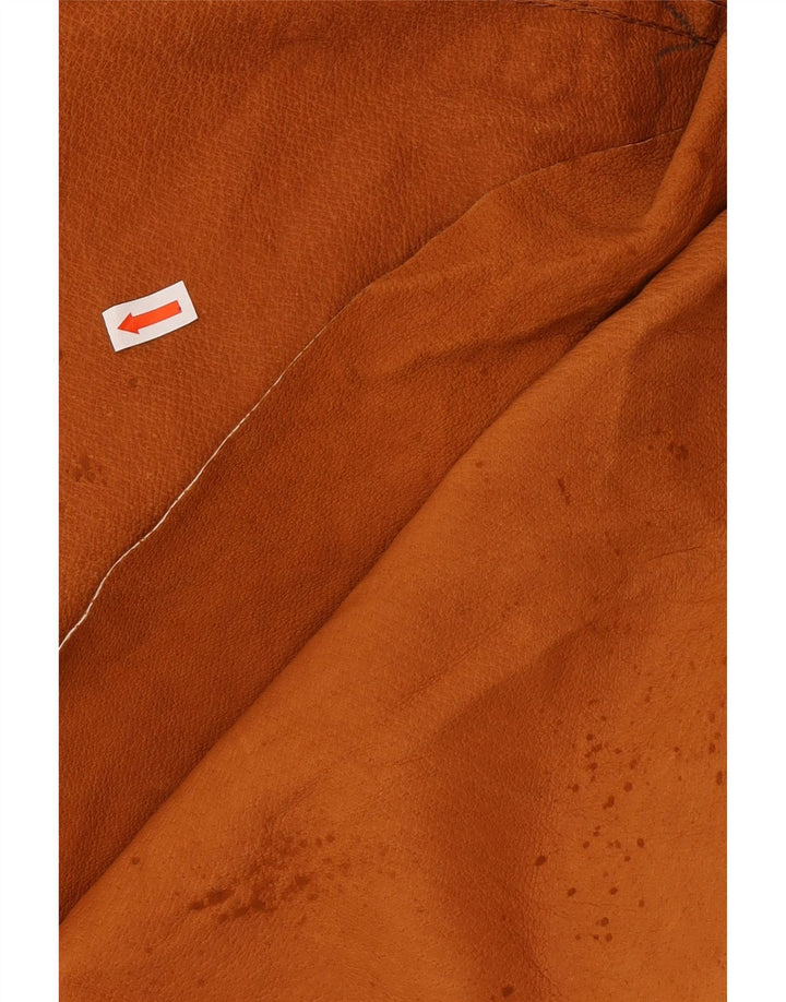 VINTAGE Abrigo de ante de gran tamaño para mujer Reino Unido 14 Cuero marrón medio