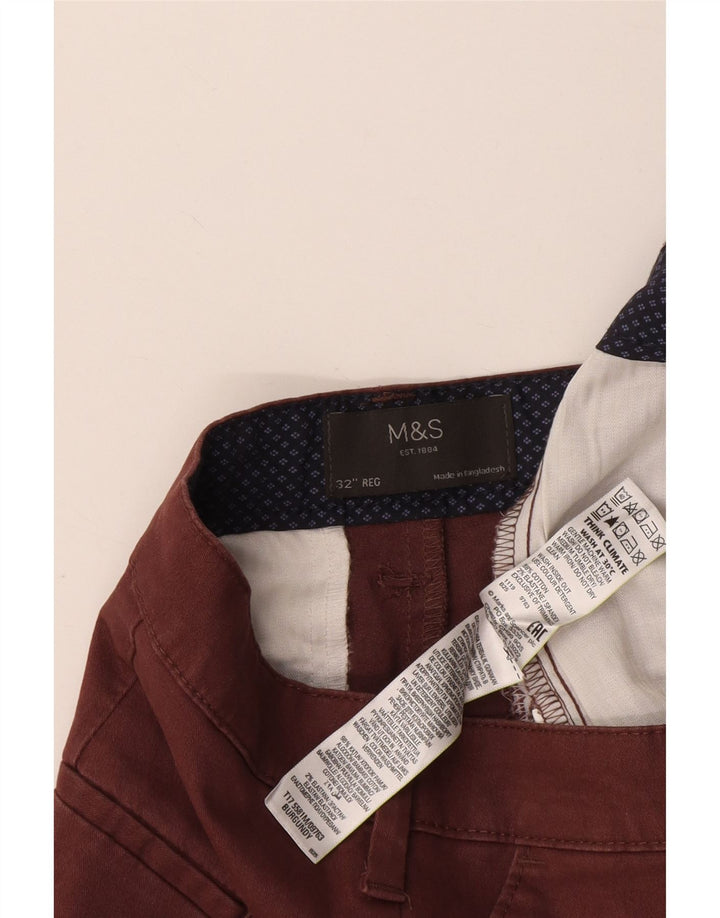 Marks & Spencer Pantalones cortos chinos para hombre W32 Algodón burdeos medio