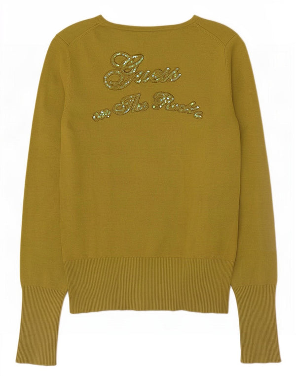 Guess Suéter gráfico con cuello en V para mujer UK 46 Viscosa verde medio