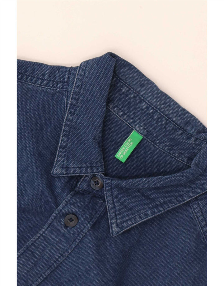 Camisa Benetton Hombre Small Azul Marino