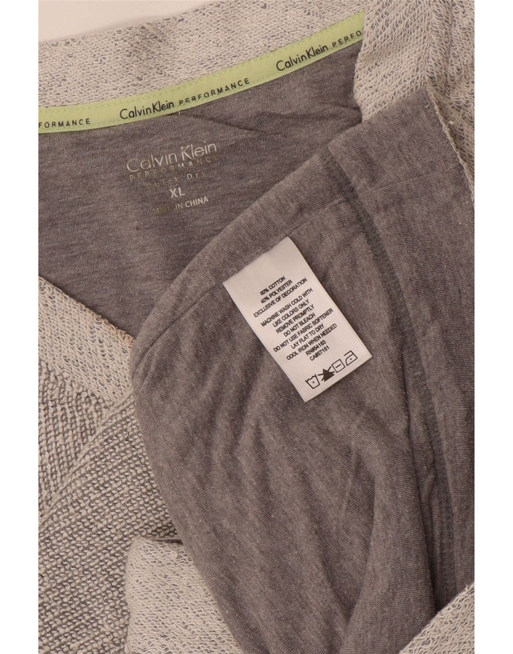 CALVIN KLEIN Cárdigan para mujer UK 40 XL Algodón gris con bloques de color