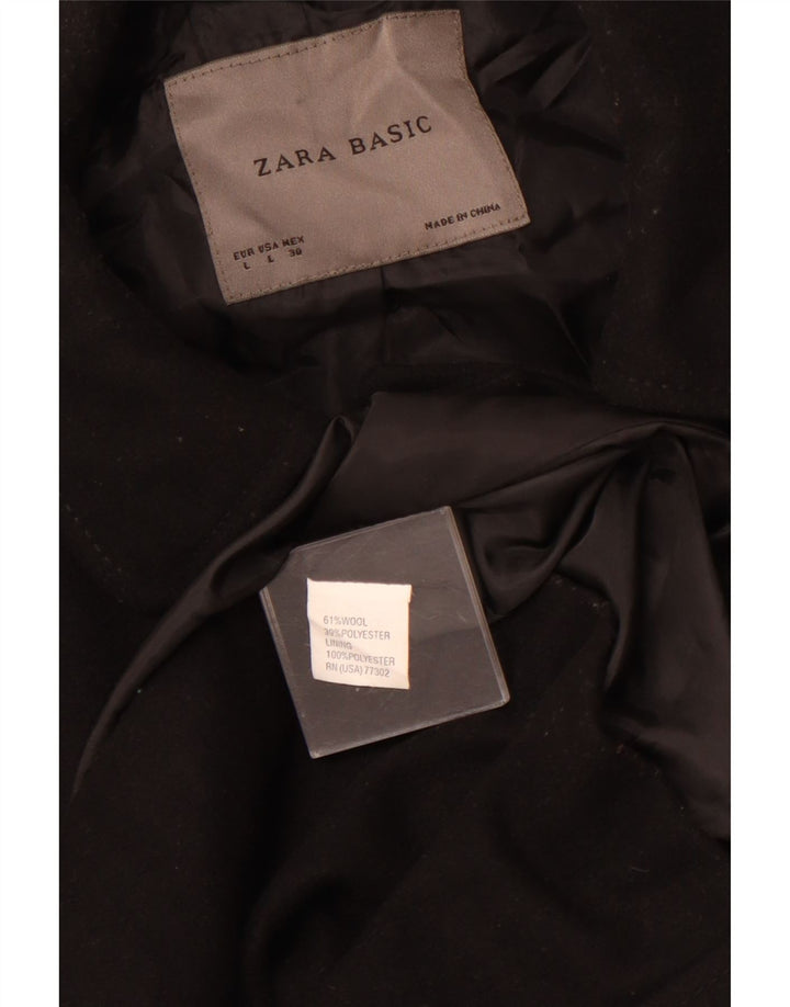 Abrigo ZARA Mujer UK 44 Grande Lana Negra