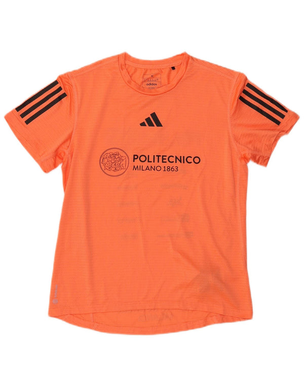 ADIDAS Mujer Aeroready Graphic Camiseta Top UK 12/14 Mediano Naranja