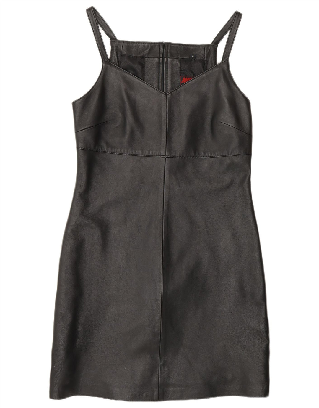 MADDOX Vestido tubo de cuero sin mangas para mujer UK 10 Small Black Leather