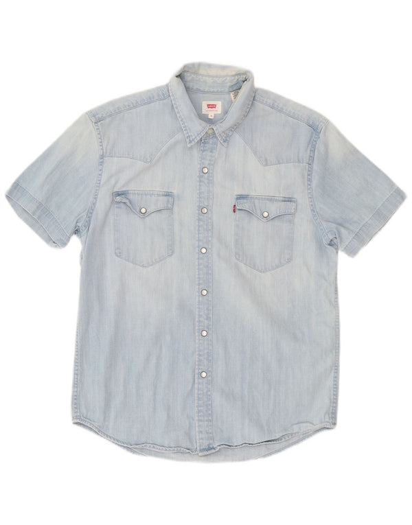 Levi's Hombre Camisa Vaquera De Manga Corta Algodón Azul Medio