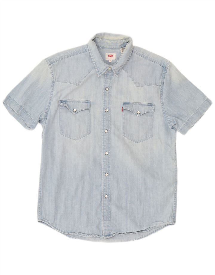 Levi's Hombre Camisa Vaquera De Manga Corta Algodón Azul Medio