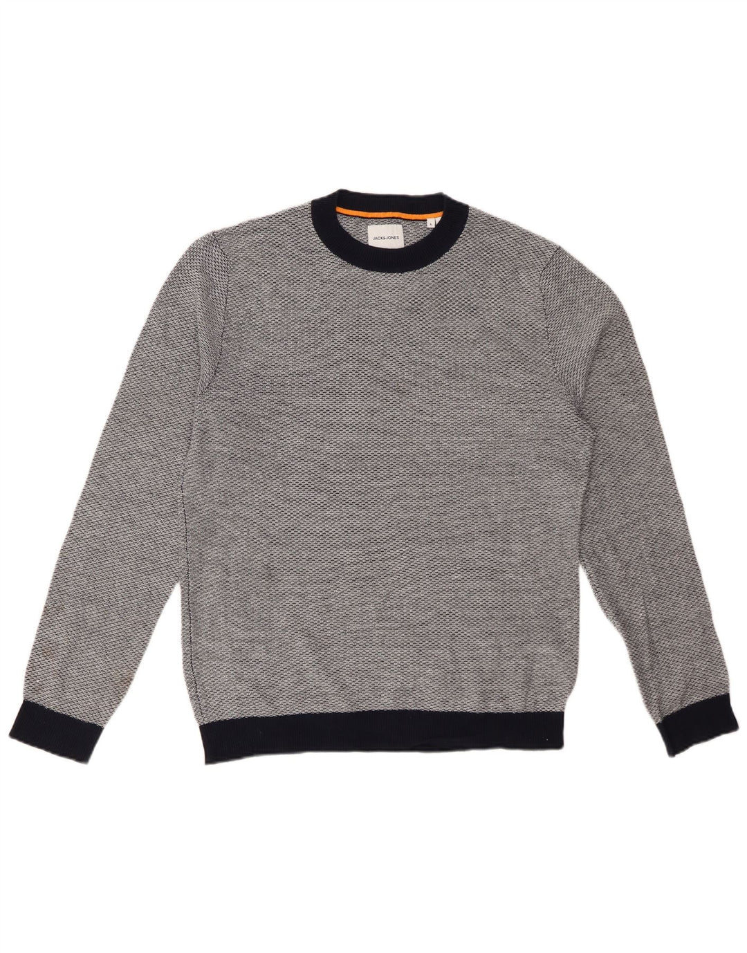 JACK & JONES Suéter tipo jersey con cuello redondo para hombre, acrílico gris grande