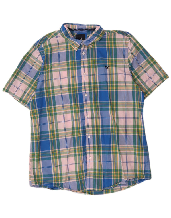 Crew Clothing Camisa de manga corta para hombre XL Algodón a cuadros azul