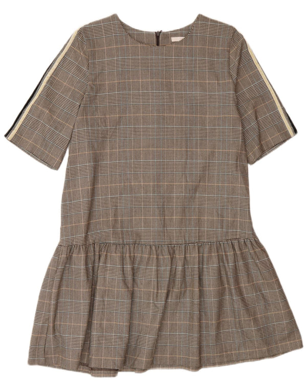 Zara Vestido Acampanado para Mujer UK 46 Grande Marrón Cuadros Poliéster