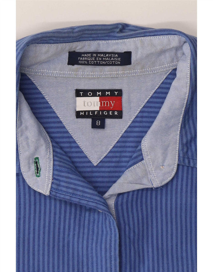 Tommy Hilfiger Camisa para mujer US 8 Algodón a rayas azul medio
