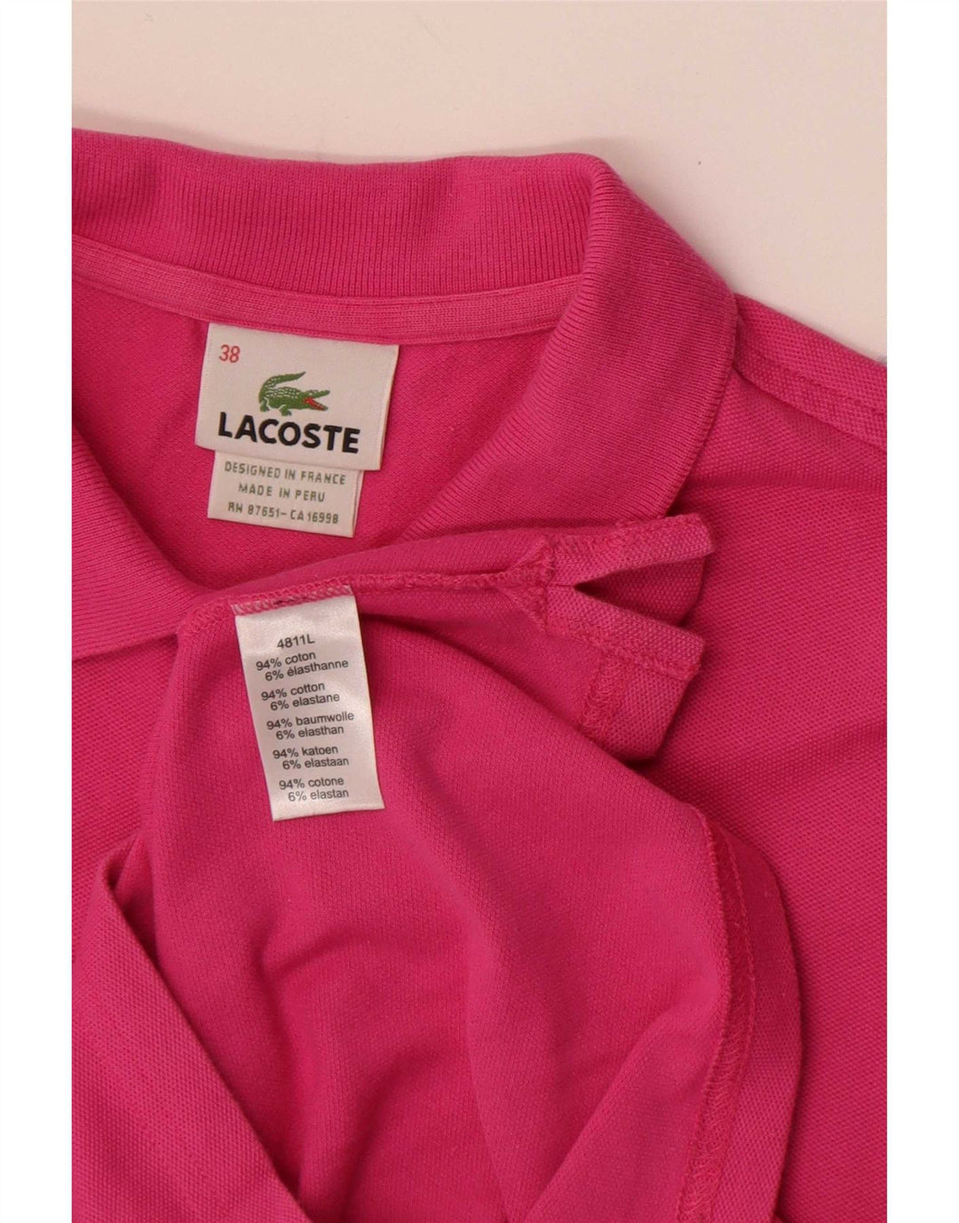 Polo Lacoste Mujer EU 38 Algodón Rosa Medio