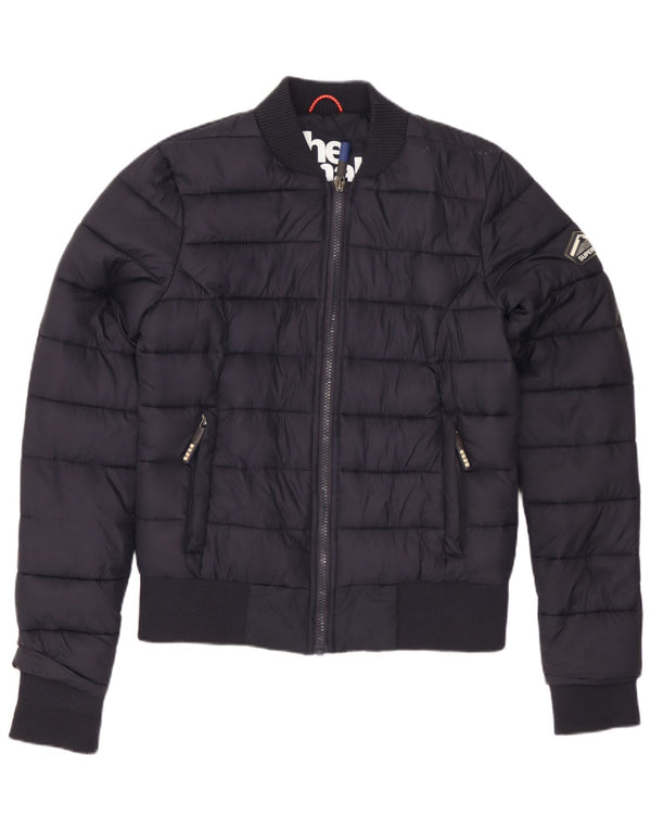 SUPERDRY Chaqueta acolchada para mujer UK 10 Small Azul marino Poliéster