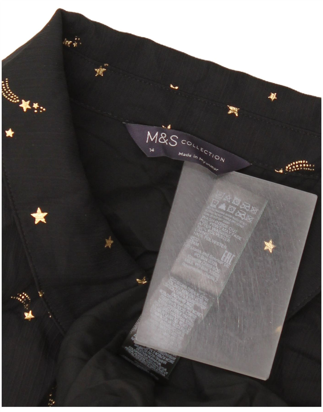 Marks & Spencer Vestido escalonado con patrón abstracto para mujer UK 44 Mediano Negro