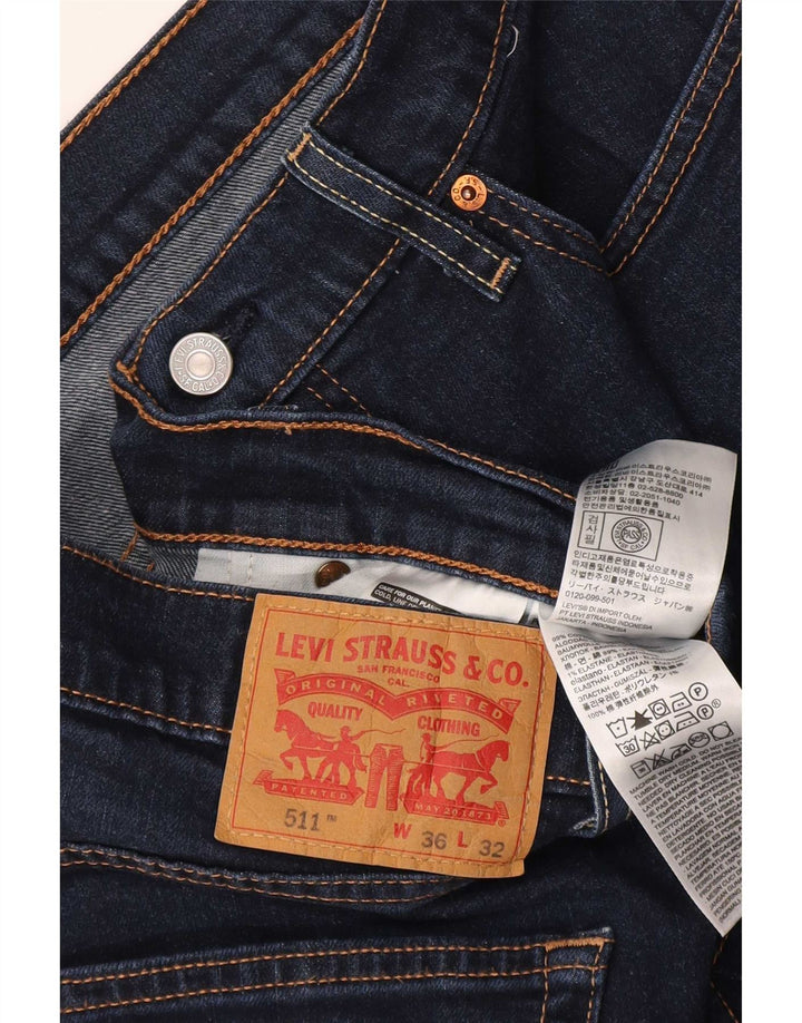 Levi's Hombre 511 Slim Jeans W36 L32 Algodón Azul Marino