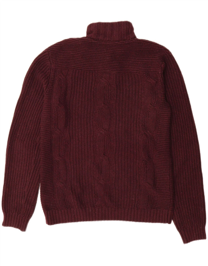 Ted Baker - Jersey para hombre con cuello y botones, talla 2, pequeño, algodón burdeos
