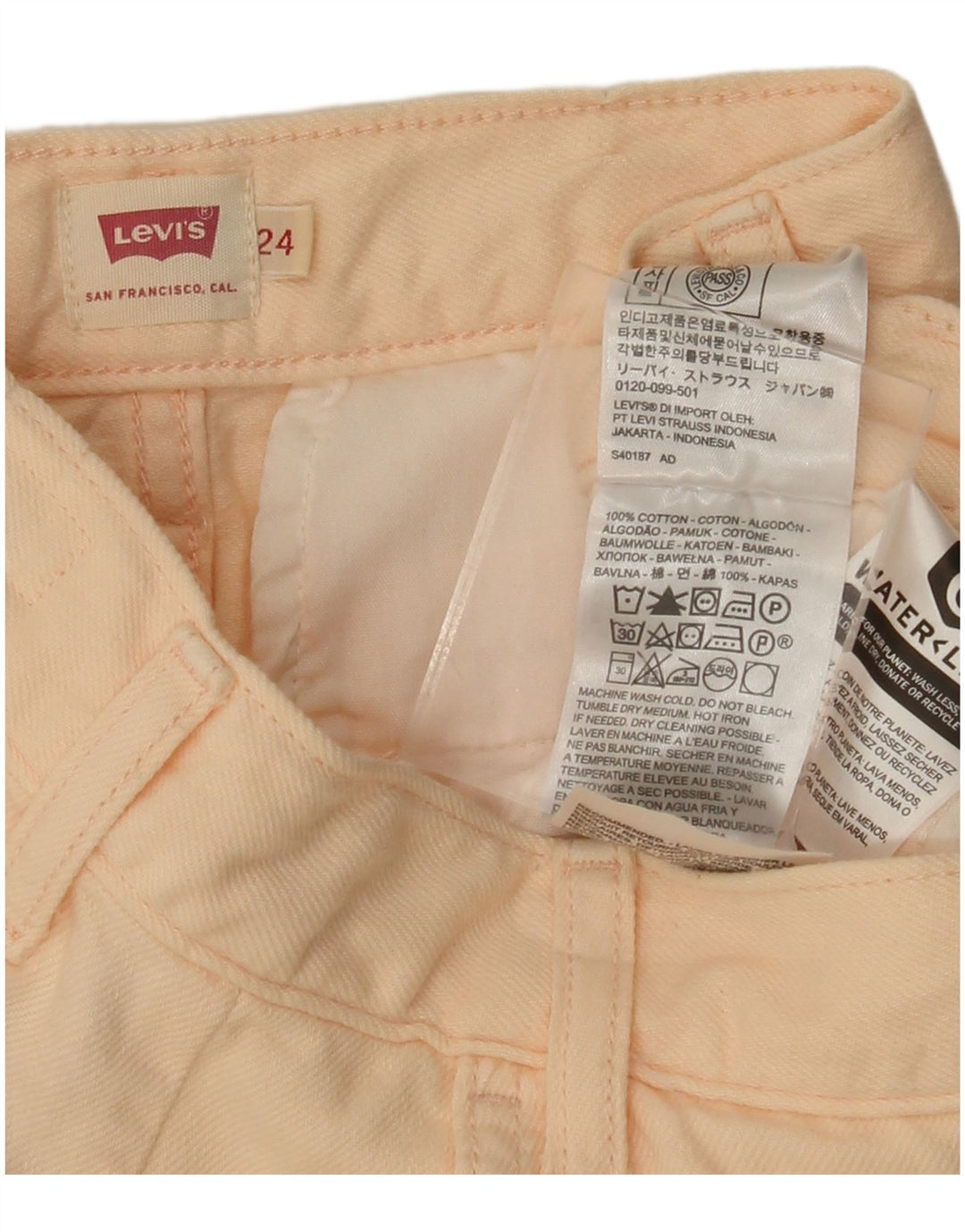 LEVI'S Pantalones cargo cónicos de cintura alta para mujer W24 L28 Algodón rosa