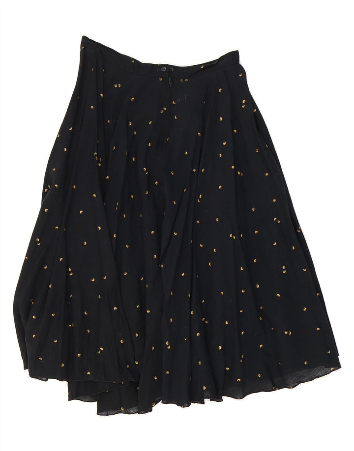 VINTAGE Womens Flared Skirt W30 Medium Black Spotted Wool Vintage Vintage and Second-Hand Vintage from Messina Hembry 