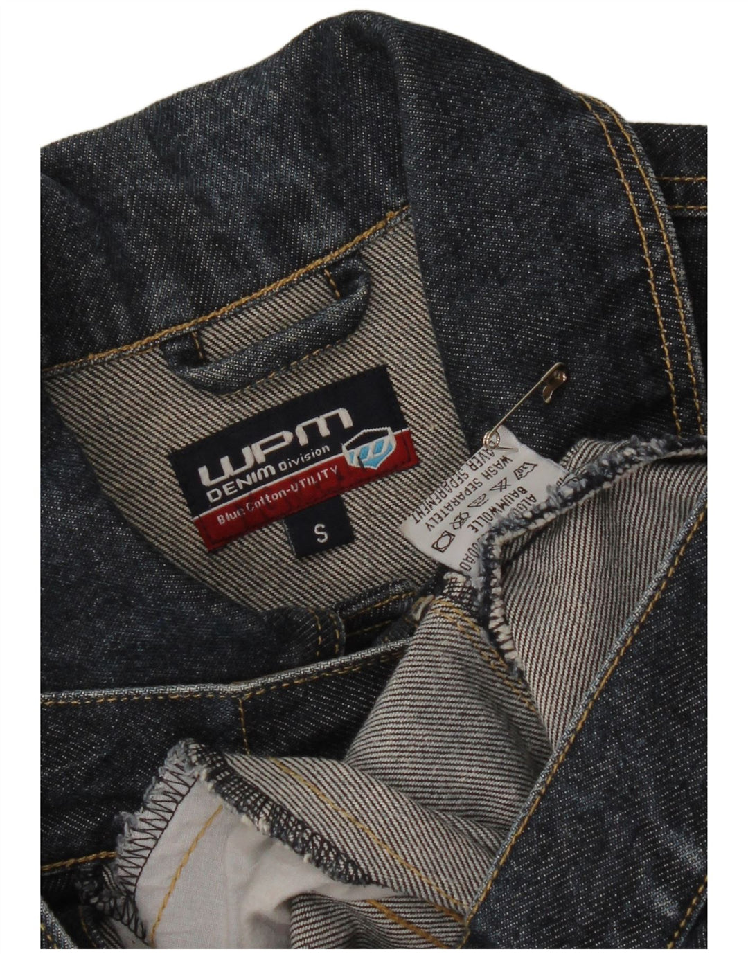 WPM Chaqueta vaquera corta de manga 3/4 para mujer UK 10 Small Azul marino Algodón