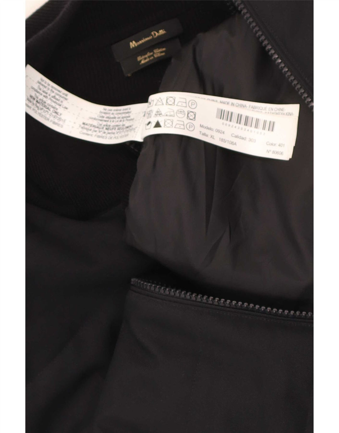 Massimo Dutti Cazadora Bomber Hombre UK 42 XL Algodón Negro