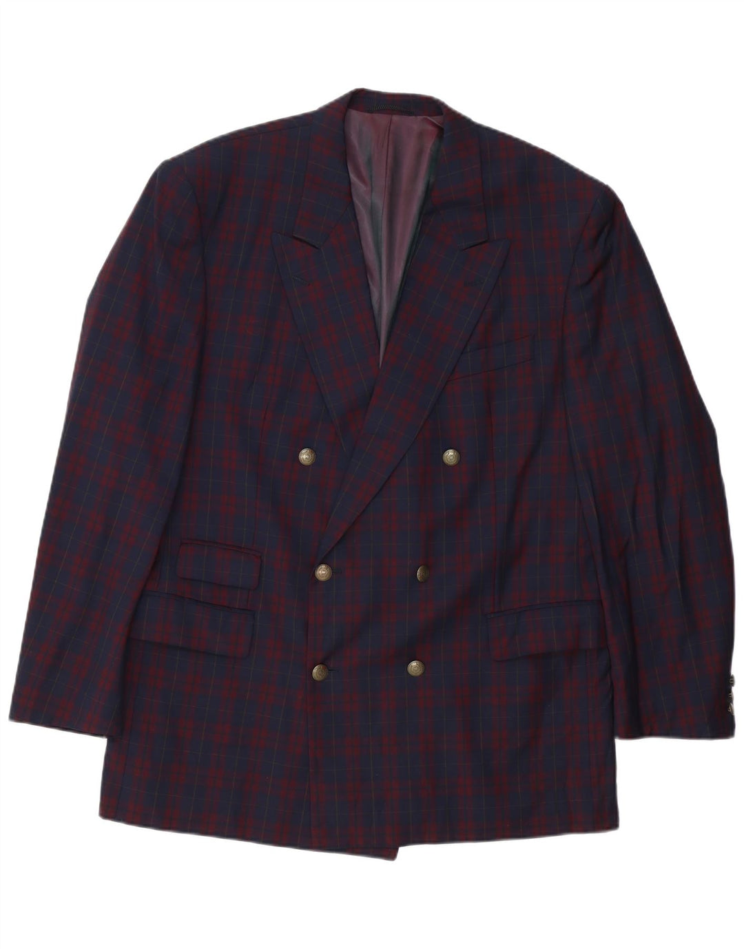 Policarpo Chaqueta tipo blazer con doble botonadura para hombre UK 40 Large Navy Blue Check