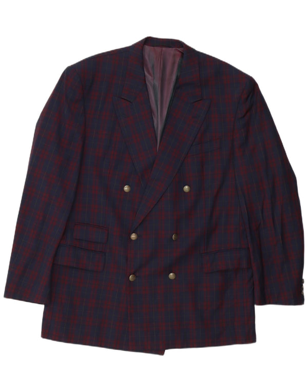 Policarpo Chaqueta tipo blazer con doble botonadura para hombre UK 40 Large Navy Blue Check