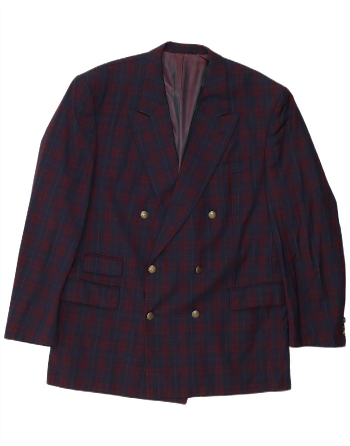Policarpo Chaqueta tipo blazer con doble botonadura para hombre UK 40 Large Navy Blue Check