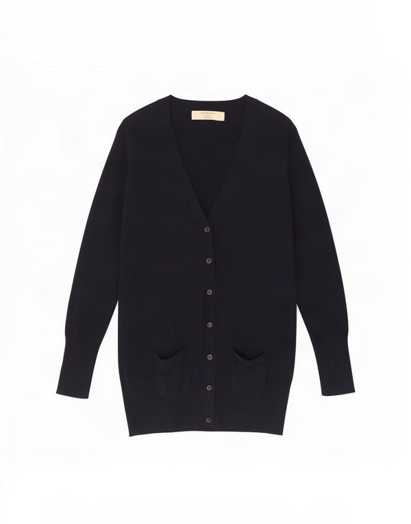 Zara - Cárdigan largo para mujer, talla 40, talla grande, algodón azul marino