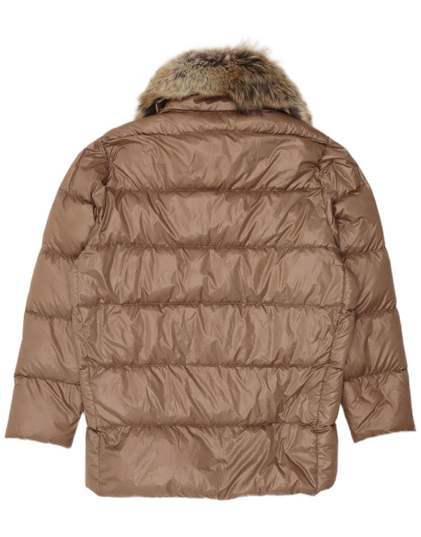 Ralph Lauren Chaqueta acolchada extragrande para mujer UK 10 Small Marrón Poliéster