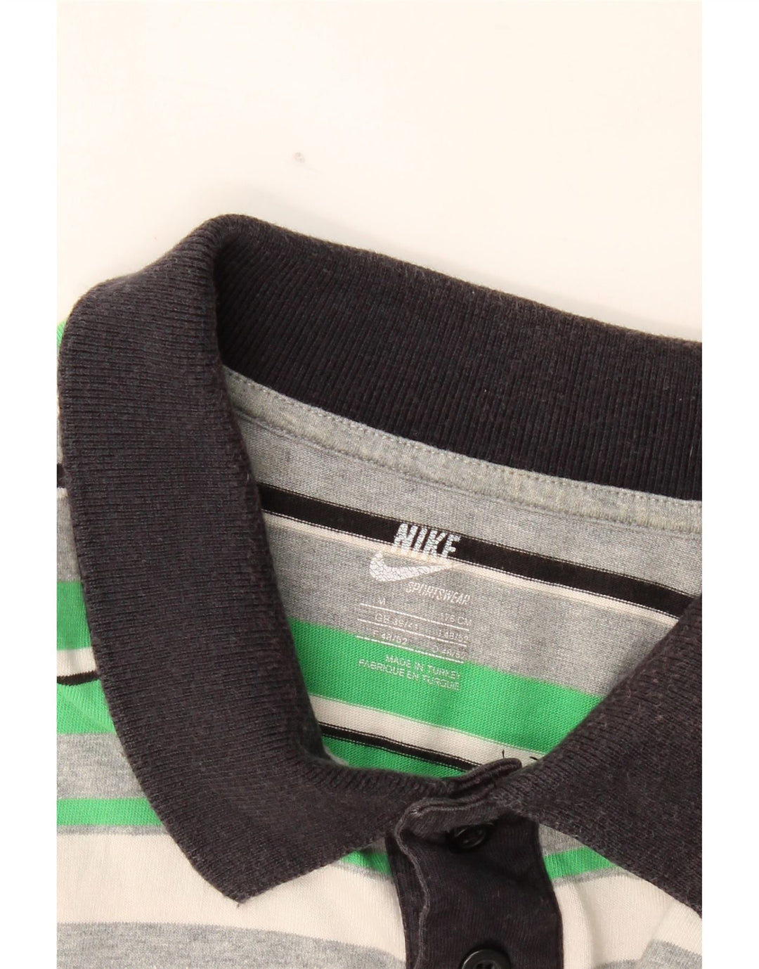 NIKE Mens Polo Shirt UK 39/41 Medium Multicoloured Striped Cotton Vintage Nike and Second-Hand Nike from Messina Hembry 