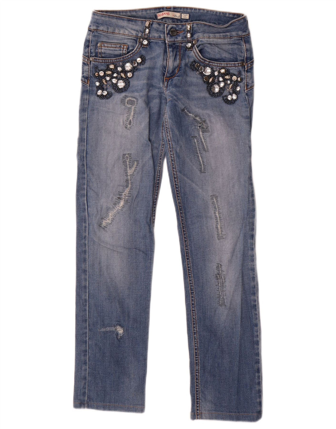 Vaqueros Rectos Desgastados Mujer Liu Jo W26 L27 Azul