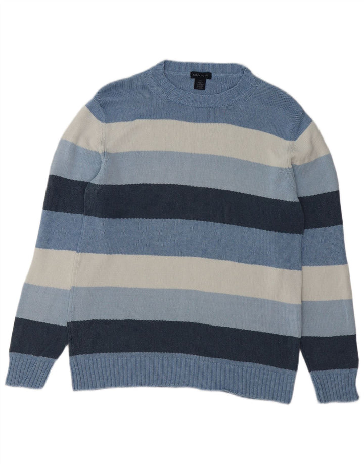 Gant Jersey De Cuello Redondo Para Hombre Jersey De Algodón A Rayas Azul Medio