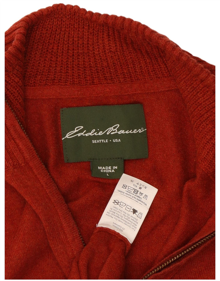 Eddie Bauer - Jersey para hombre con cuello y cremallera, talla grande, algodón rojo