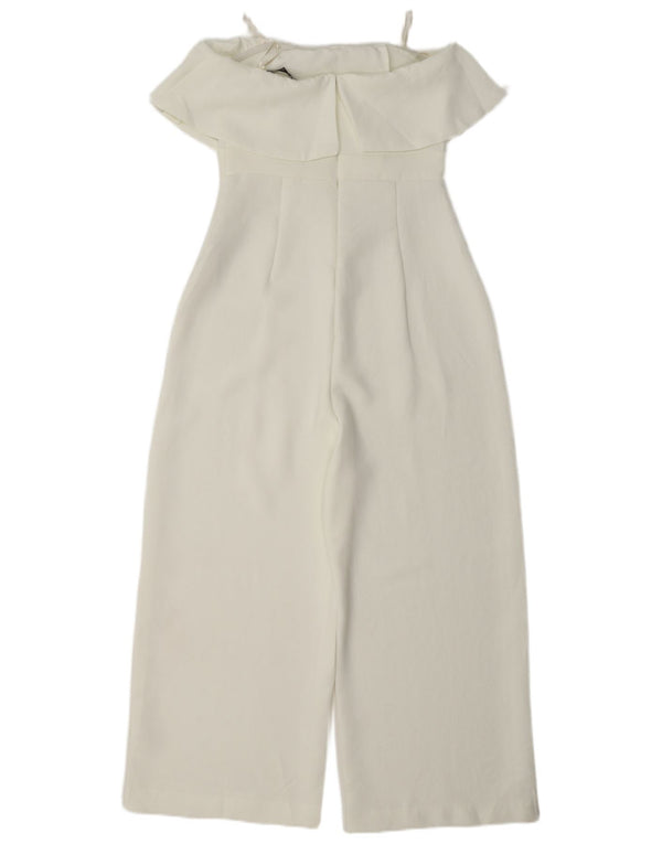 Zara Mujer Mono Sin Tirantes UK 8 Small Poliéster Blanco