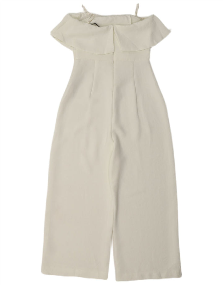 Zara Mujer Mono Sin Tirantes UK 8 Small Poliéster Blanco